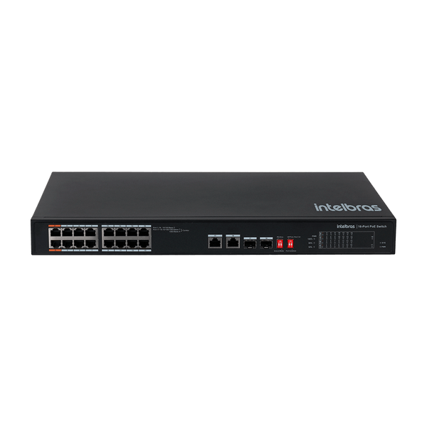 Switch Não Gerenciável 16 Portas Fast e 2 Portas SFP SF 1822 HI PoE Preto Intelbras