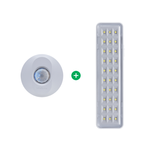 Kit interruptor Sensor de Presença ESPI 360 + Luminária de Emergência LEA 30