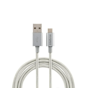 Cabo USB-A para Micro USB de 1,5m em Nylon Branco EUAB 15NB Intelbras