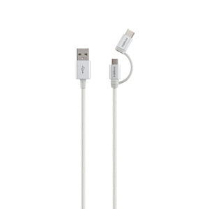 Cabo USB-C 1,5m de PVC nylon branco Intelbras EUABC 15NB