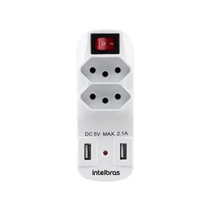 Adaptador de 2 tomadas e 2 USB Intelbras EAC 1002